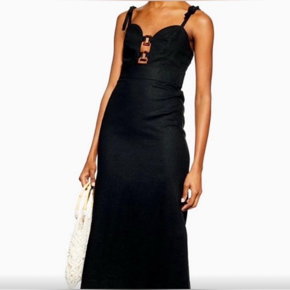 Topshop Black Midi Dress